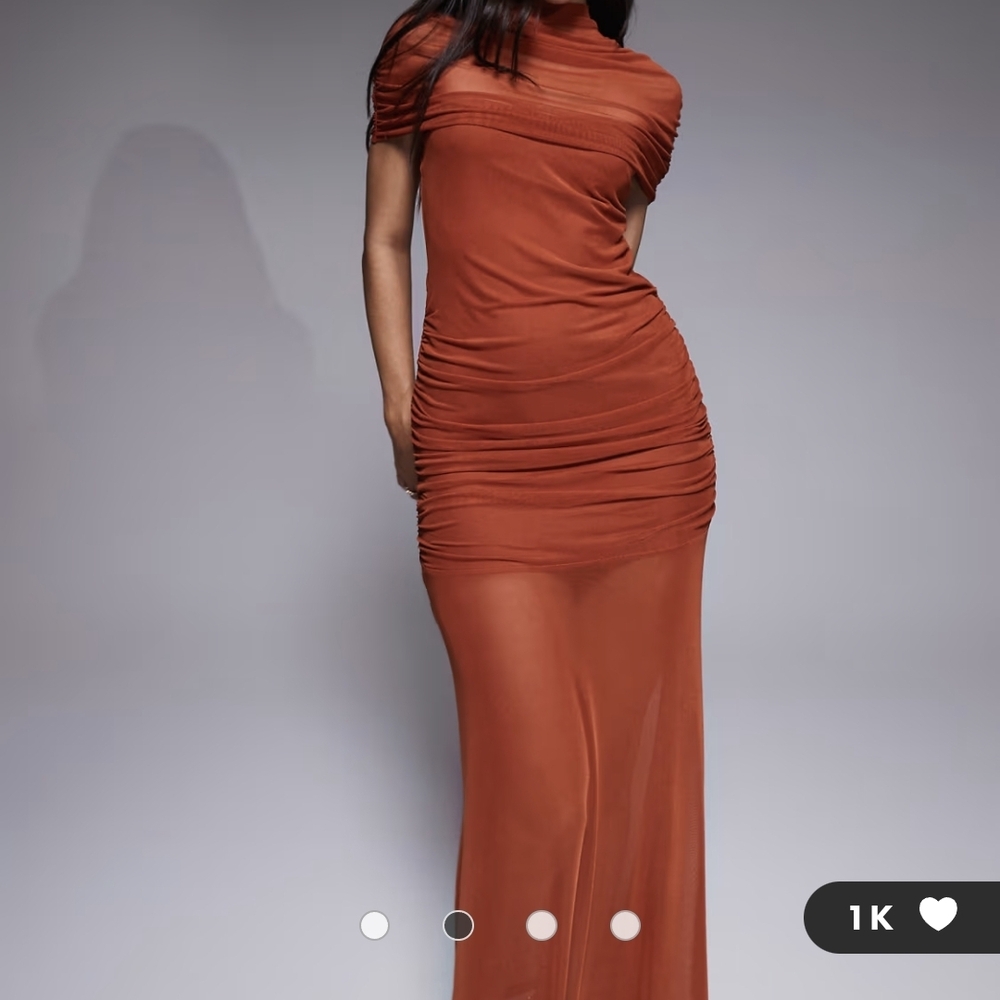 ASOS One Shoulder Rust Dress - Picture 4 of 4